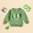 thumbnail image 2 of Hpapadks Boys Sweatshirts Saint Embroidered Round Neck Long Sleeve Fresh Sweater Tops Girls Hoodie Green 2-3 Years, 2 of 7