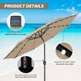 thumbnail image 2 of Simple Deluxe 9' Solar 32 LED Lighted Patio Umbrella Outdoor Table Market Umbrellas with Push Button Tilt/Crank for Garden, Deck, Backyard and Pool, Tan, 2 of 7
