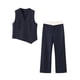 thumbnail image 5 of HH TRAF - Traje de pantalón con chaleco y escote en V para mujer, asimétrico, sin mangas, de un solo pecho, informal, de cintura alta, con pierna recta y pantalones sueltos, 5 of 5
