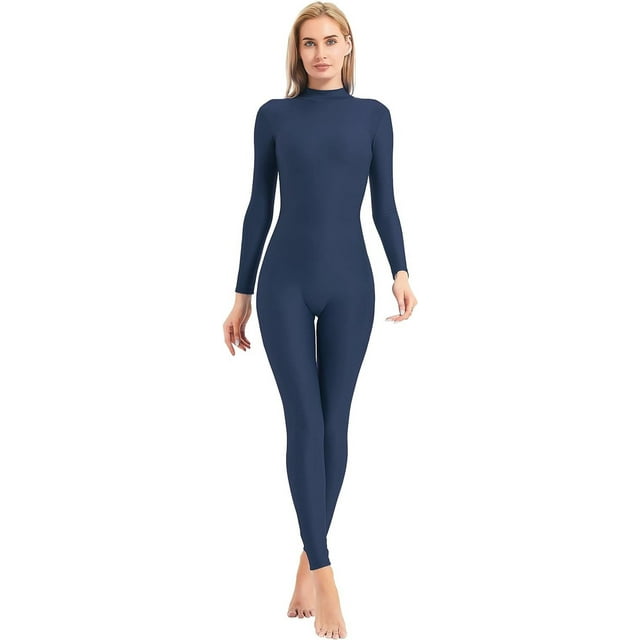 Speerise Mono ajustado de una pieza con cremallera y cuello alto para adulto, leotardo de cuerpo completo, mono ajustado para mujer