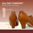 thumbnail image 2 of Chase & Chloe Women's Vintage Mary Jane Low Heel Pumps - Classic Scalloped Edge Dress Shoes with Button Detail, 2 of 5