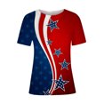 thumbnail image 4 of Lenago Hauts d'Été Grande Taille pour Femmes Mode T-shirt Décontracté à Manches Courtes Col Rond Imprimé Blouse Tenues du 4 Juillet pour Femmes, 4 of 5