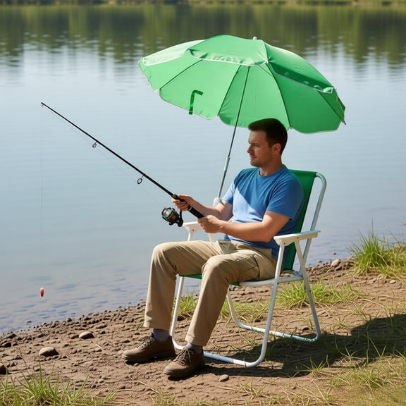 Folding Beach Chair with Detachable Umbrella for Adults 265 lbs Capacity Lightweight Portable Camping Chair High Back Rest Armrests Sun Protection for Outdoor Travel Picnic Concert Lawn Sports