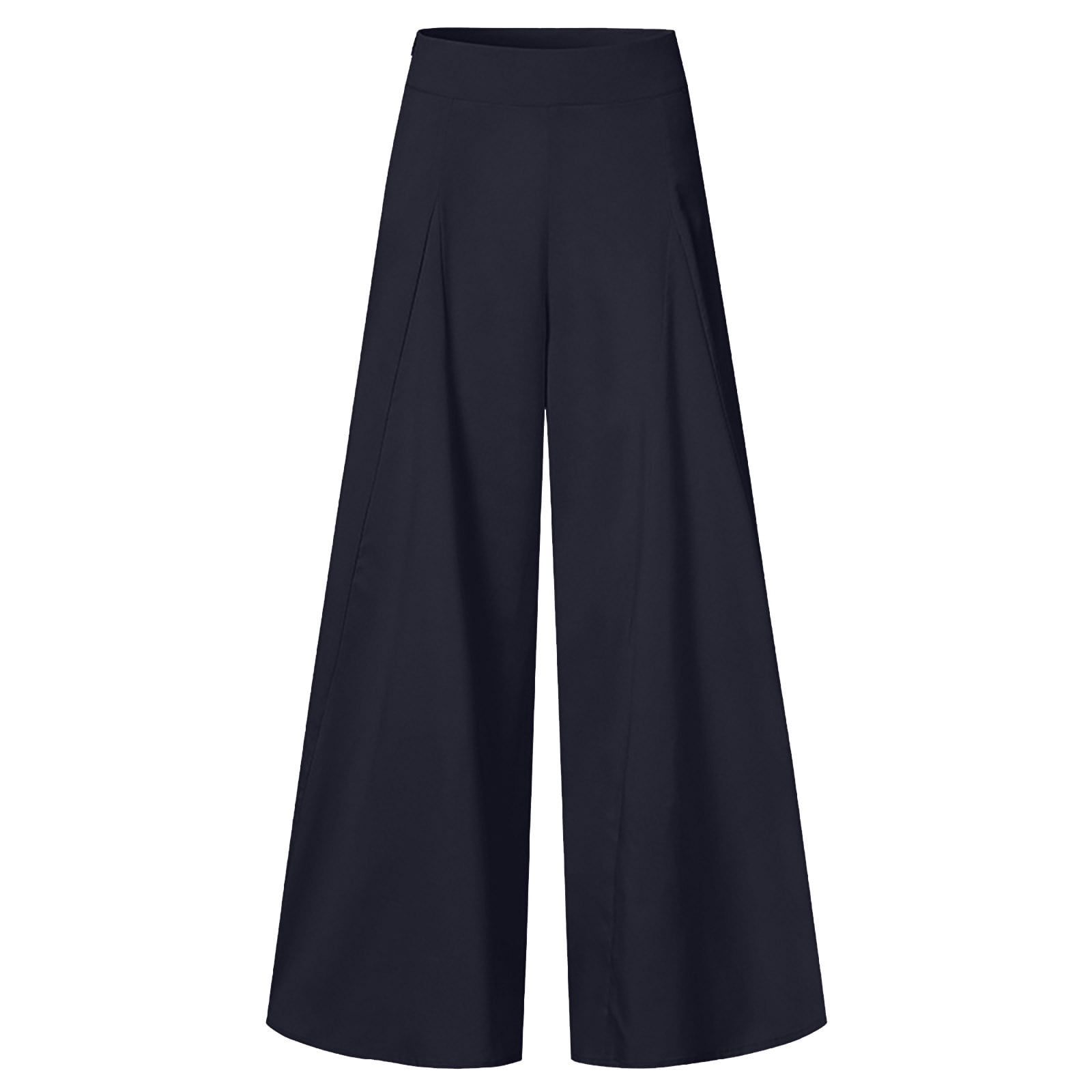 Meichang Women s High Waisted Wide Leg Pants Plus Size Solid Color Stretchy Waisted Loose Palazzo Trousers Business Casual Work Pants Flare Trousers P