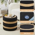 thumbnail image 3 of Tcbosik Handwoven Water Hyacinth Ottoman,18-Inch Round Pouf Footrest with 350lbs Capacity, Natural & Black, 3 of 7