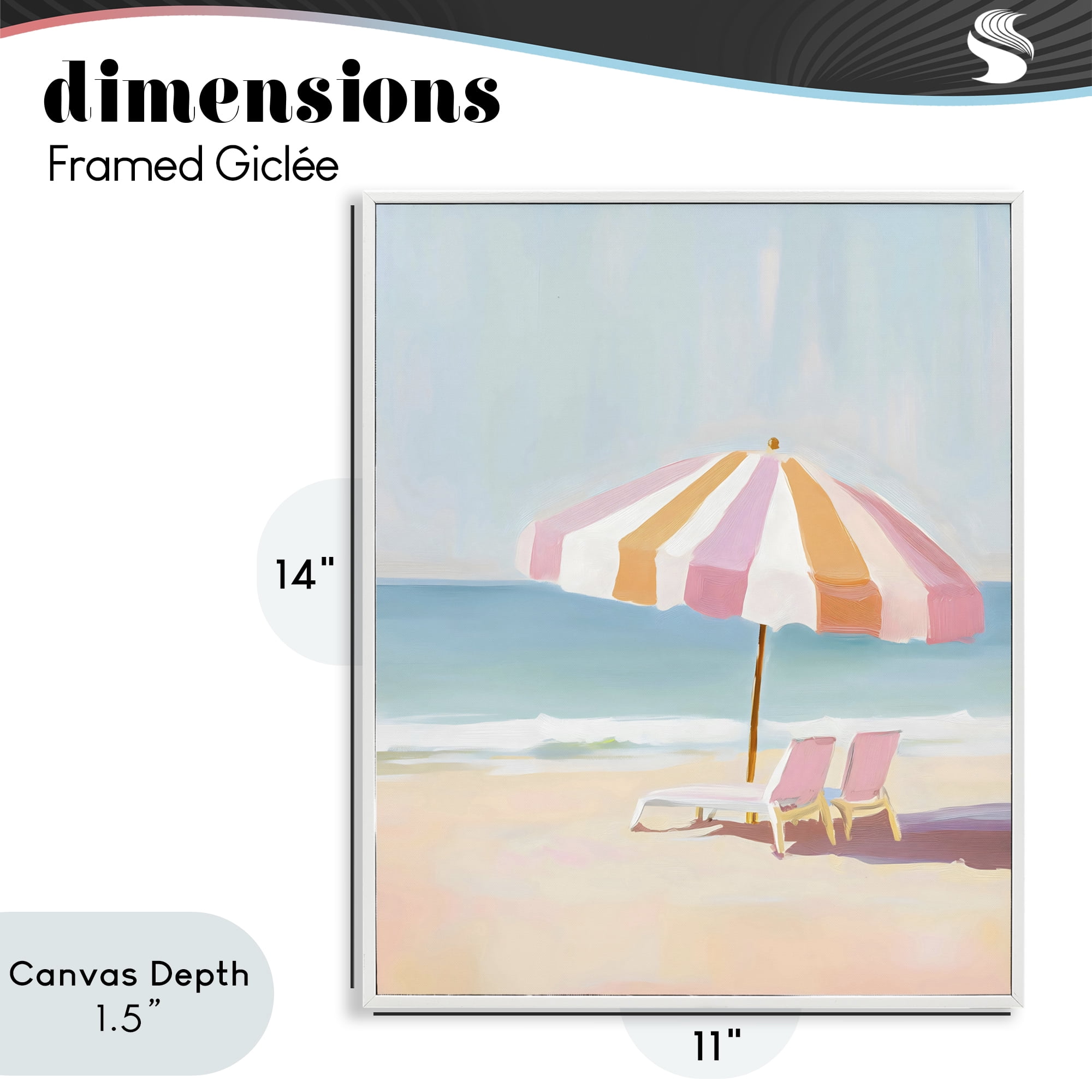 Stupell Industries Striped Umbrella & Chairs White Framed Giclee Art, design by The Prints Vibe