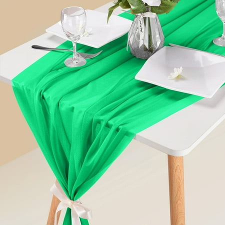 

Huilaibazo 10ft Chiffon Table Runner 29x120 Inches Dusty Blue Table Runner For Wedding Baby Girl Bridal Shower Decorations
