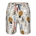 thumbnail image 3 of Honeii's Hand Drawn Animals Print Men's Casual Shorts with Drawstring，Swim Trunks Quick Dry Beach Shorts, 3 of 5