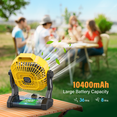 thumbnail image 6 of JINLICTE 10400mAh Solar fan with LED Lantern, Camping Fan with Solar Panel, 7W Rechargeable Solar Powered Fan for Outside, Quiet Battery Operated Tent Fan for Picnic, Barbecue, Fishing,Yellow, 6 of 8