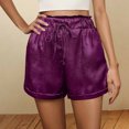 thumbnail image 2 of YUGYXL Women's Sequin Shorts Drawstring Classic Party Shorts Stretch Waist Vacation Shorts with Pockets Purple S, 2 of 8