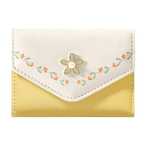 GASTROPOD Girls Cute Tri-folded Wallet Small Wallet Cash PU Leather Pocket Card Holder ID Window Purse for Women-Yellow
