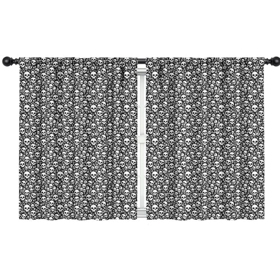Blackout Kids Curtains,Black White Tiny Skull Pattern Childrens Insulated Curtains Set Of 2,Bedroom Essentials,Toddler Room Decor 42x54in(106x137cm)