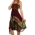 thumbnail image 3 of Sakkas Aphrodite Embroidered Batik Dress - Chocolate / Green - OS, 3 of 4