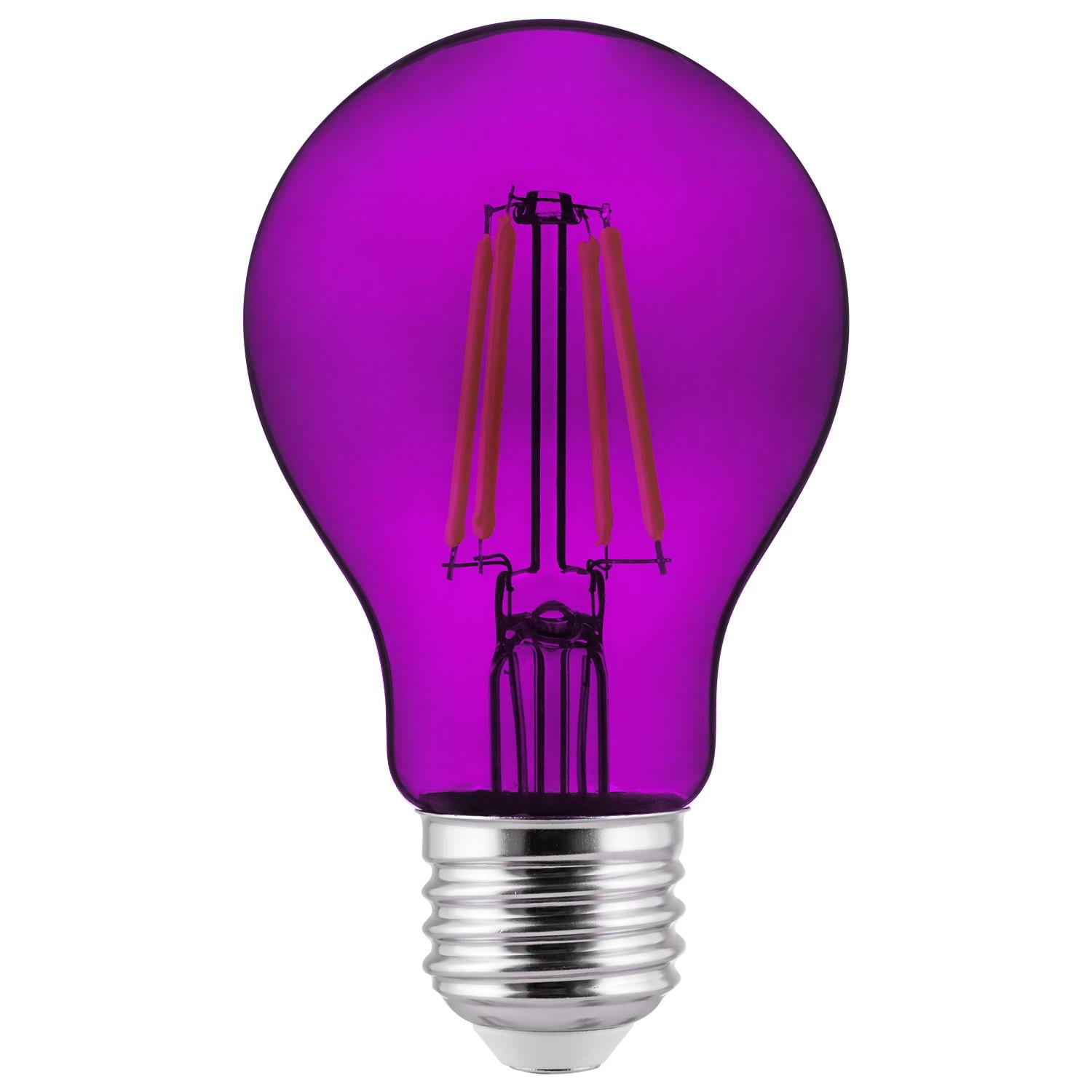 2Pk BulbAmerica 39306 Purple A19 Transparent Dimmable LED 4.5W E26 Medium Base Filament Bulb