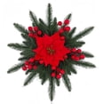 thumbnail image 2 of Bcylexb Christmas Star Poinsettia Wreaths for Window, 14.6“ Floral Curtain Tieback with Pine Needles Hanging Wreaths for Front Door Wall Home Party Decor, 2 of 7