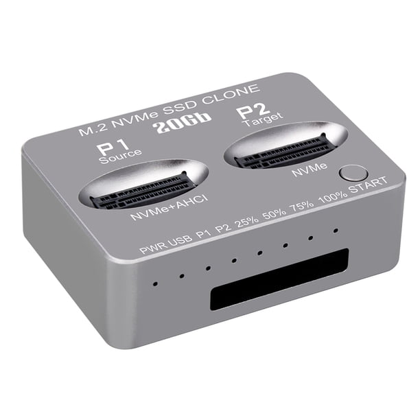 Clon M.2 NVME SSD Caja de disco duro externo de doble bahía USB3.2 Tipo C Caja de disco sólido M.2 M.3 NVME PCI-E
