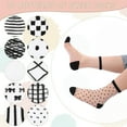 thumbnail image 5 of CAILDANL 10 Pairs Sheer Socks Striped Plaid Mesh Dot Bow See Through Transparent Socks for Women Girls, 5 of 7