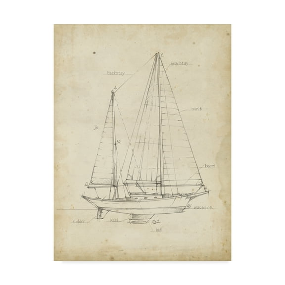 Trademark Fine Art 'Sailboat Blueprint VI' Canvas Art by Ethan Harper