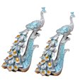 thumbnail image 5 of 2 Pieces Resin Peacock Sculpture Animal Model Silver Decor Handpainted Ornament for Office and Housewarming, 5 of 9