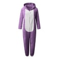 thumbnail image 3 of Cethrio Girls One-piece Pajamas, Zip up Fleece Long Sleeve Warm Winter Sleepwear Purple Size 14, 3 of 5