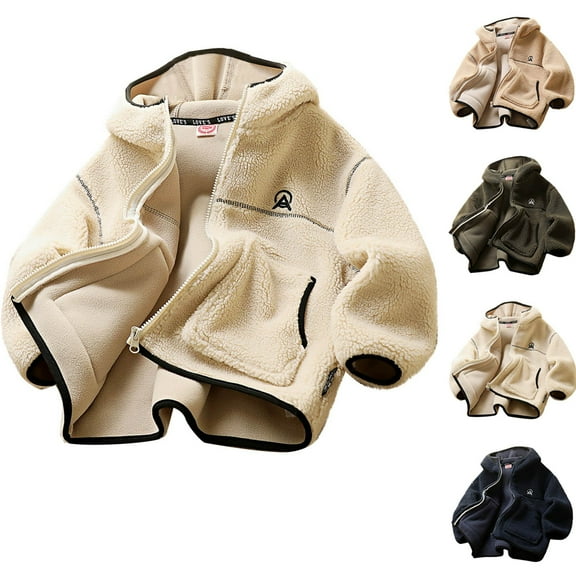 Mwjwdo Boys Girls Polar Fleece Jacket with Hood Winter Thick Warm Zip up Outerwear Funny Letter Print Padded Coat Army Green 6 Years