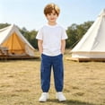 thumbnail image 6 of Frnrwgo Boys Girls Cargo Pants Loose Fit Lightweight Elastic Waist Casual Daily Joggers 3-13 Years, Blue, 6 of 10