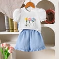 thumbnail image 3 of Nwiuh Toddler Baby Girl Summer Outfit Princess Car Embroidered Ruffled Puff Sleeve Tops Shorts Set 2Pcs Infant Clothes (White, 2-3 Years), 3 of 6