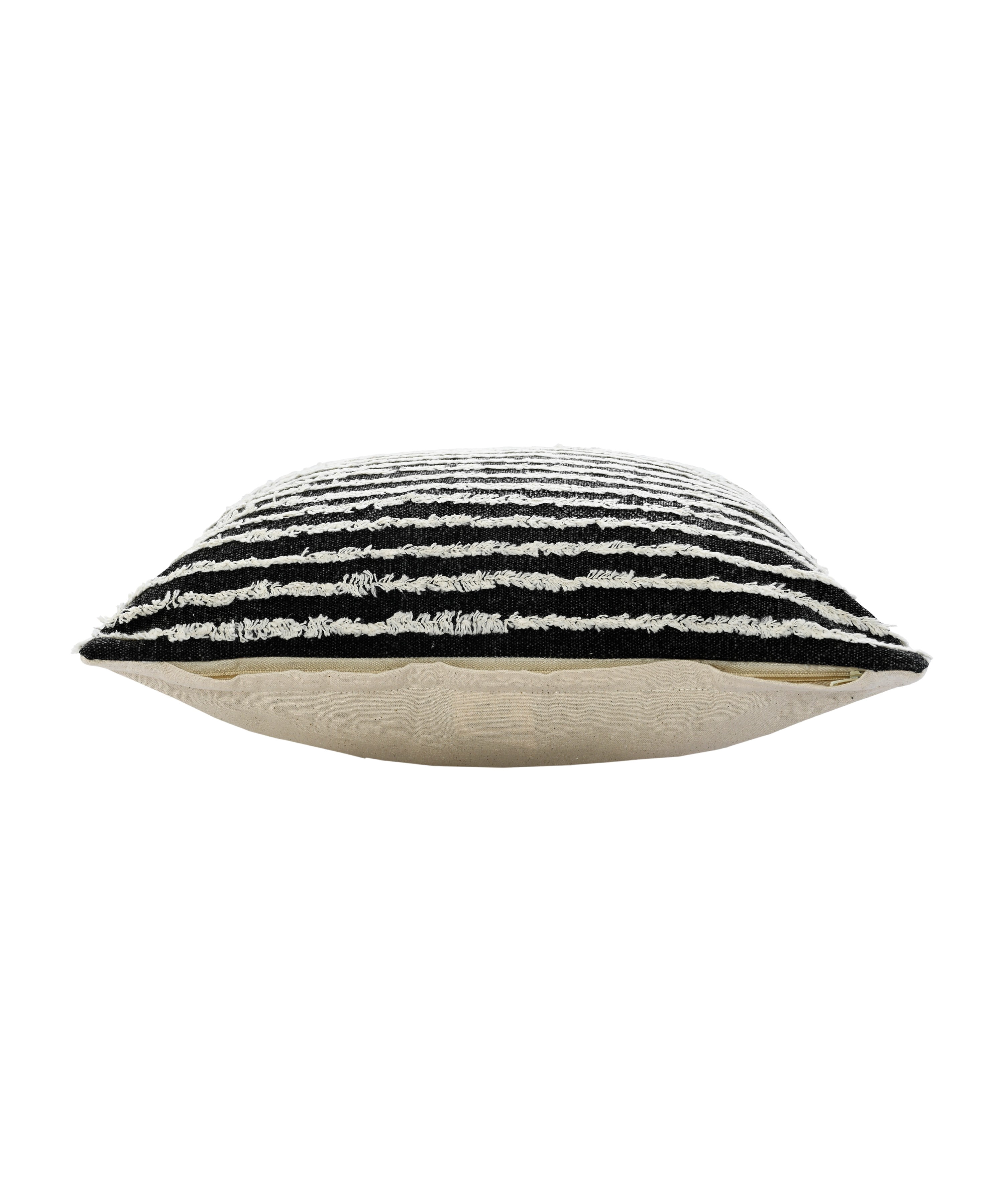 Harlow Hill Xia 20" x 20" Striped Cotton Adult Decorative Feather Filled Pillow, Black/Natural