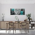 thumbnail image 3 of Cheetah Canvas Wall Art Set of 3,Turquoise Rose Framed Wall Art Black White Grey Leopard Print Wall Decor Living Room,Western Animals Poster Prints Artwork for Walls Flowers Hang Pictures Home Decor, 3 of 5