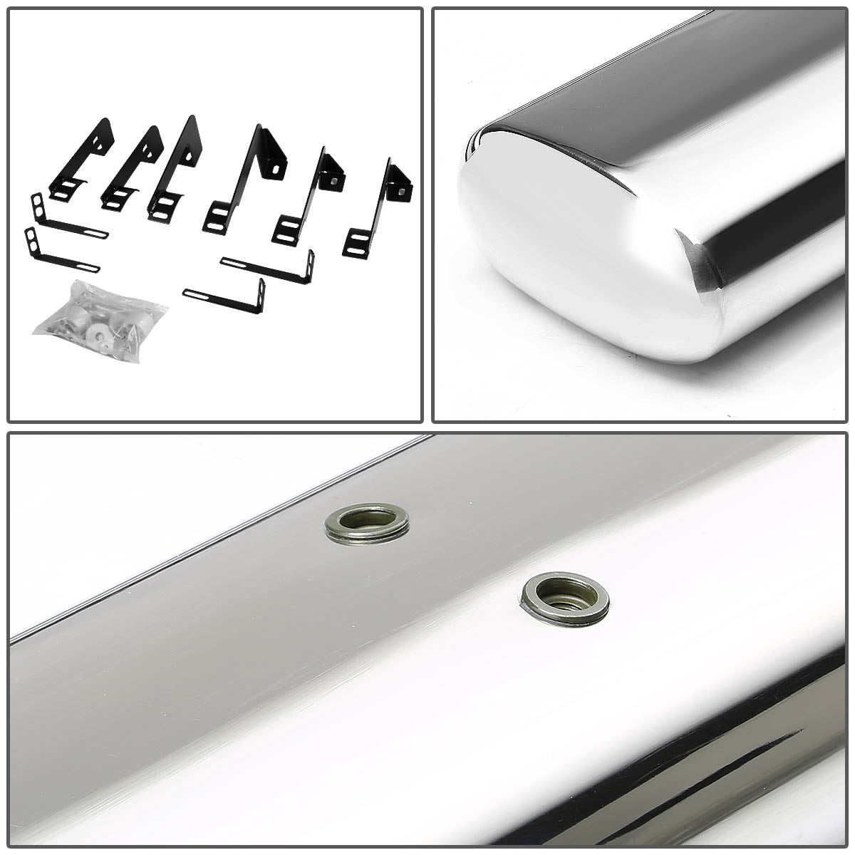 DNA Motoring 5" OD Chrome Side Step Nerf Bars Running Boards for 2001-2014 Chevy Silverado Crew Cab