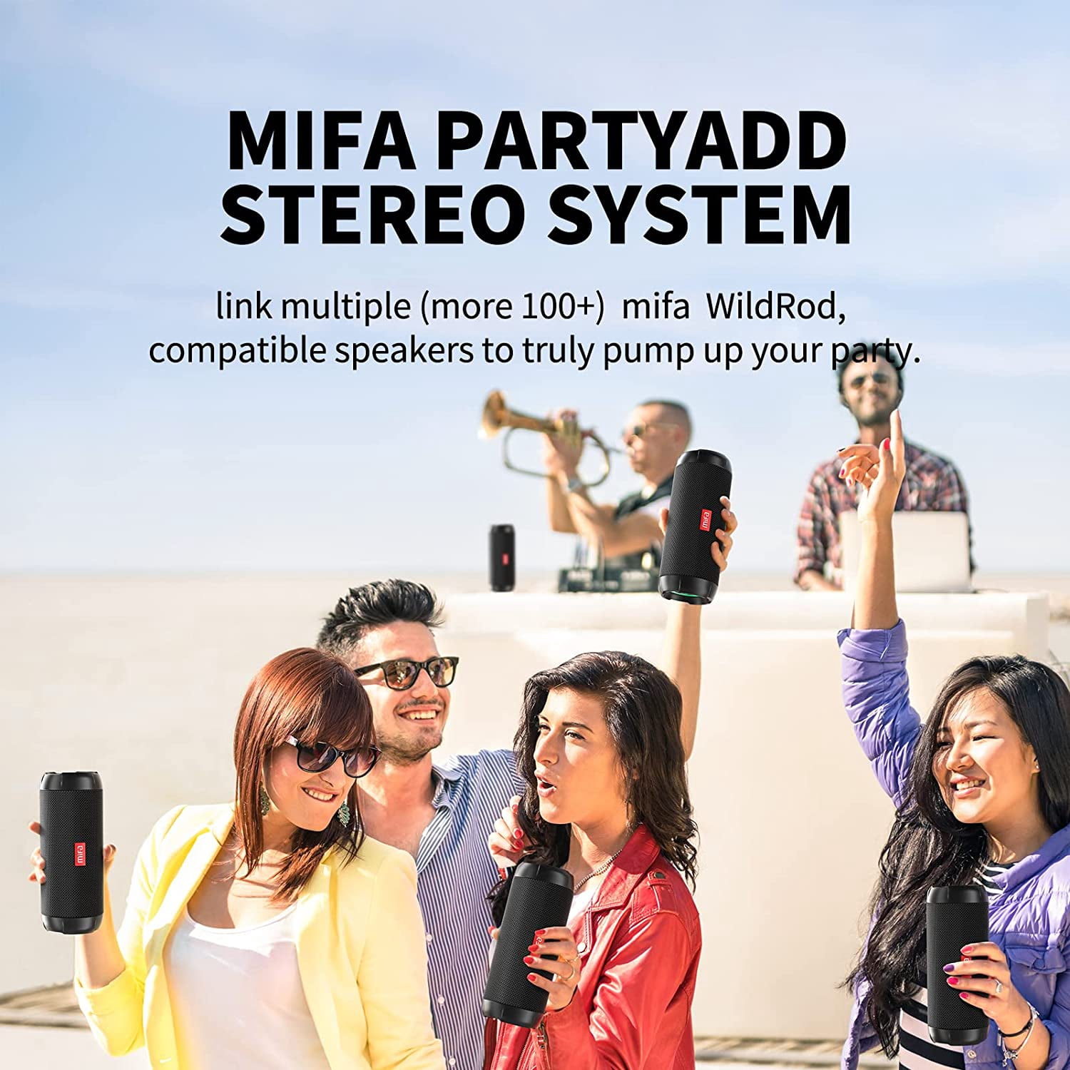 MIFA Wild Rod Waterproof Bluetooth Speaker, 30W, Stereo Sound