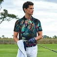 thumbnail image 3 of Fotbe Colorful Flower Tiger Pattern Men’s Golf Polo Shirt – Breathable Performance Golf Shirt with Button-Down Collar-4X-Large, 3 of 6