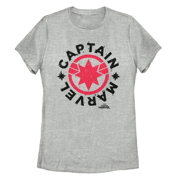 Women's Marvel Captain Marvel Star Symbol Circle  Graphic Tee Athletic Heather 2X Large