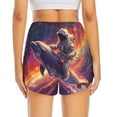 thumbnail image 4 of Uemuo Astronaut Dolphin Pattern Women's Athletic Shorts High Waisted Running Shorts with Liner Pockets Gym Elastic Workout Shorts-XX-Large, 4 of 9