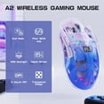 thumbnail image 2 of A2 Wireless Gaming Mouse Double Mode 2.4G/ Bluetooth,Transparent RGB Wireless Mice with 5 Adjustable DPI Compatible with PC, Mac, Laptop -Purple, 2 of 7