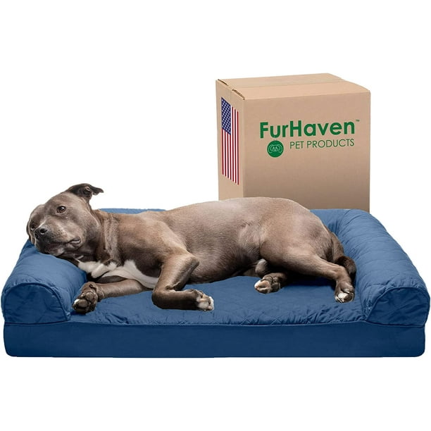 FurHaven Pet Products Quilted Orthopedic Sofa Pet Bed for Dogs & Cats Navy, Large