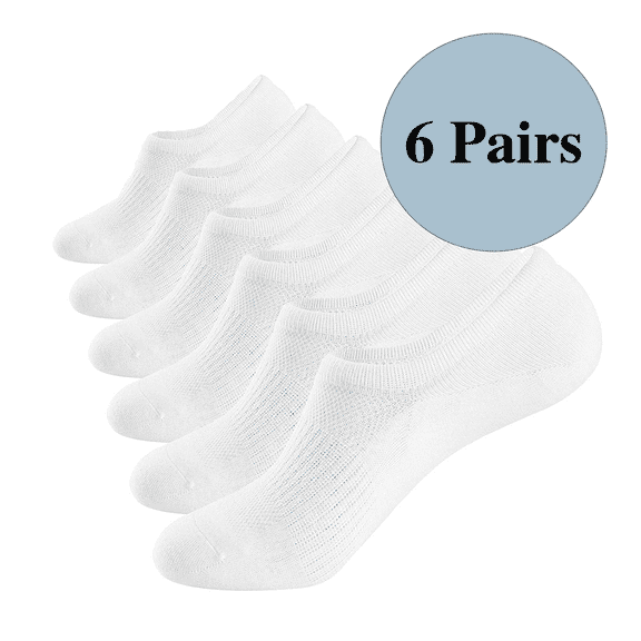 EASTIN 6 Pairs No Show Socks Womens Cotton Crew Socks for Women Stretchy and non-slip No Show Socks White