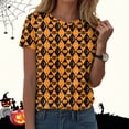 thumbnail image 2 of Akiihool Halloween Dresses for Women Women Funny Cute Boo Ghost Halloween Thanksgiving Fall Pumpkin Spooy Season Letter Print Graphic Short Sleeve Tee Shirt (Black,XL), 2 of 9