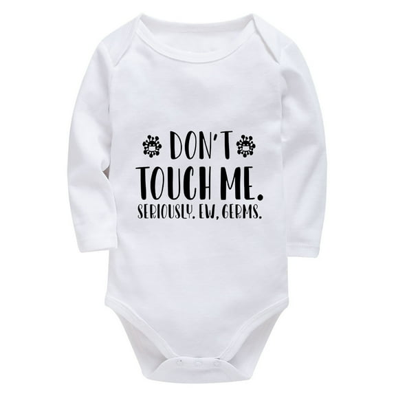 Don't Touch Me Seriously Infant Going Home Outfit Long Sleeve Neutral Baby Bodysuit White Baby Boy Suits 0-3 Months