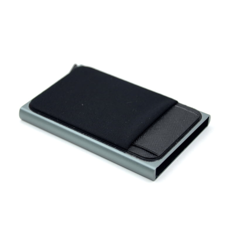Slim Aluminum Wallet With Elasticity Back Pouch ID Credit Card Holder Mini RFID Wallet Automatic Pop up Bank Card Case electronic