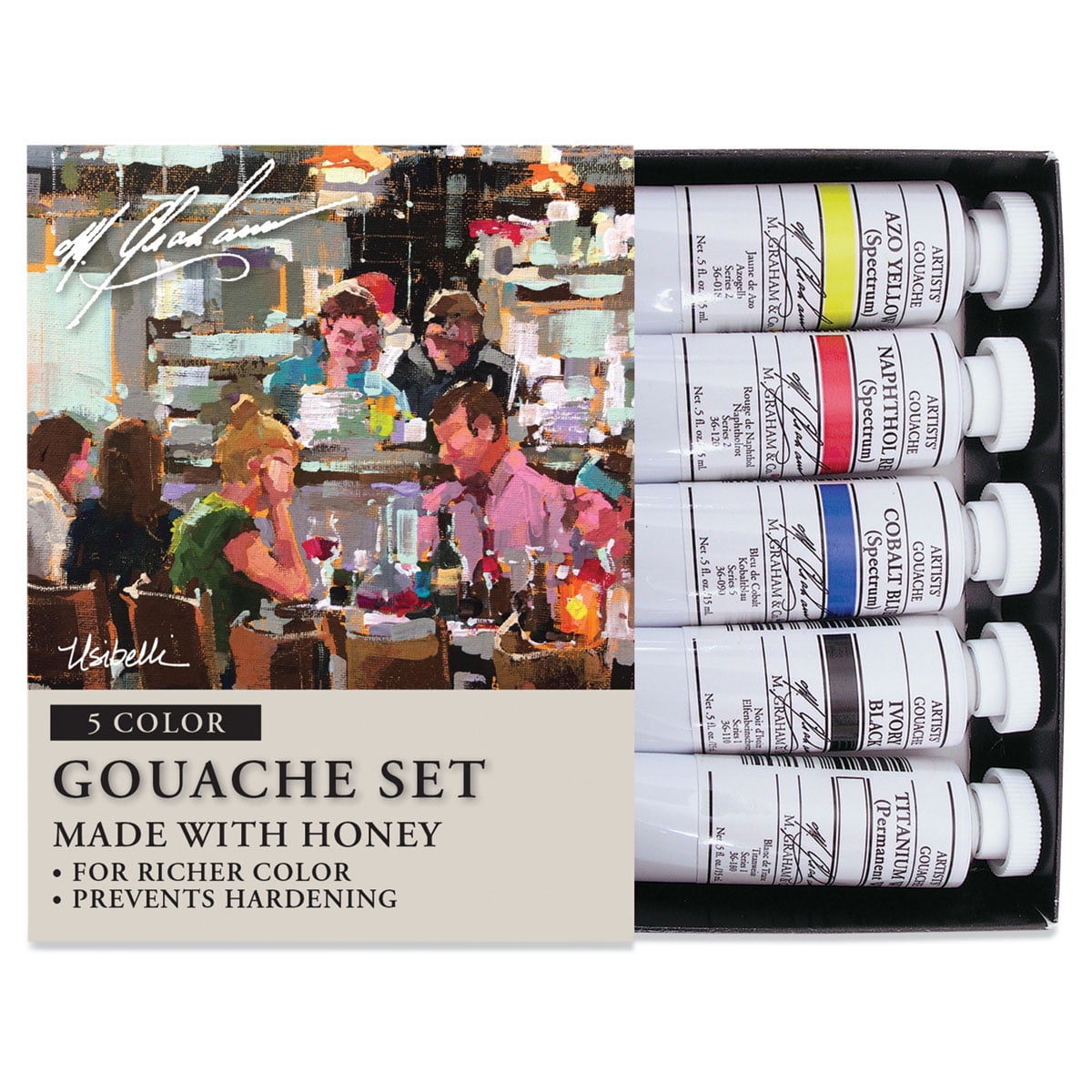 M. Graham Artists' Gouache - Set of 5, Basic Set, 15 ml Tubes