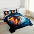 thumbnail image 3 of Manfei Sport Theme Full Size Comforter Sets,Ice Hockey Lover Bedding Comforter Set,Orange Blue Bedding Sets For Boys Kids,Luxury Bedroom Decor Reversible,3pcs, 3 of 8