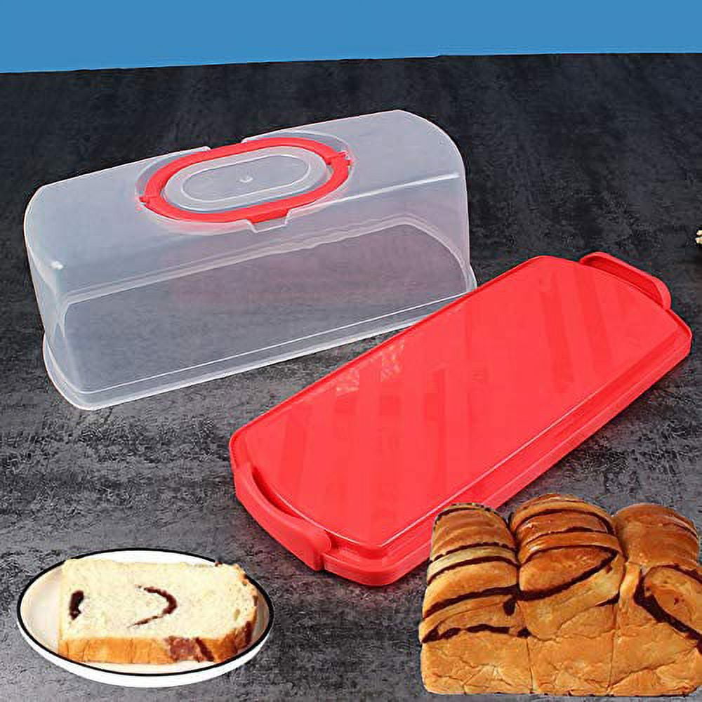 Oidium Cake Carrier with Lid and Handle,Rectangular Bread Storage with 2 Handles,Bread Container Size 13.8x5.9x5 in, BPA-Free,cake Container for