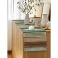 thumbnail image 5 of Table Runner 90 Inches Long for Kitchen Dining, Teal Brown Dresser Scarf Farmhouse, Dining Table Decorations for Wedding/Parties, Farmhouse Rustic Wooden Plank Board 13 x 90 In, 5 of 8