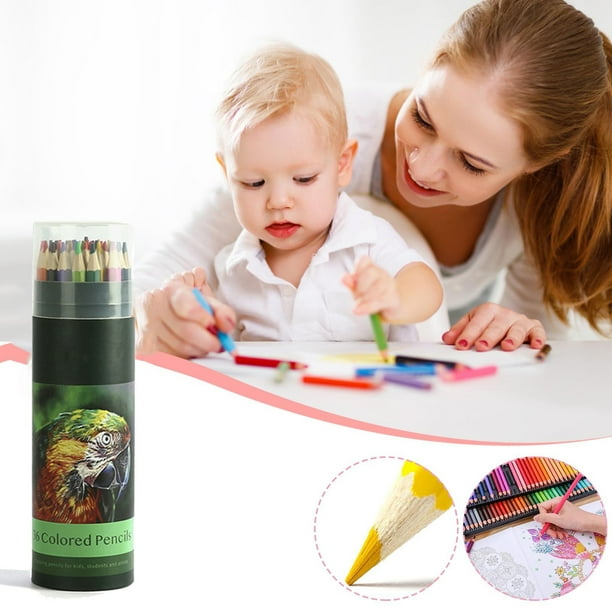 Set de lápices de colores aceitosos 36PCS - grado artístico para libros para colorear para adultos, difuminado y sombreado, 176mm con núcleo fuerte y barril de madera reciclada