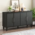 thumbnail image 2 of 59.8" Buffet Sideboard Cabinet, Luxury Style Storage Cabinet with 4 Linen Cabinet Doors, Accent Console Table with Two Adjustable Shelves, Wood Buffet Sideboard for Living Room Entrance, Black, 2 of 9