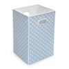 Badger Basket Folding Hamper/Storage Bin, Blue with White Polka Dots, Includes Pad