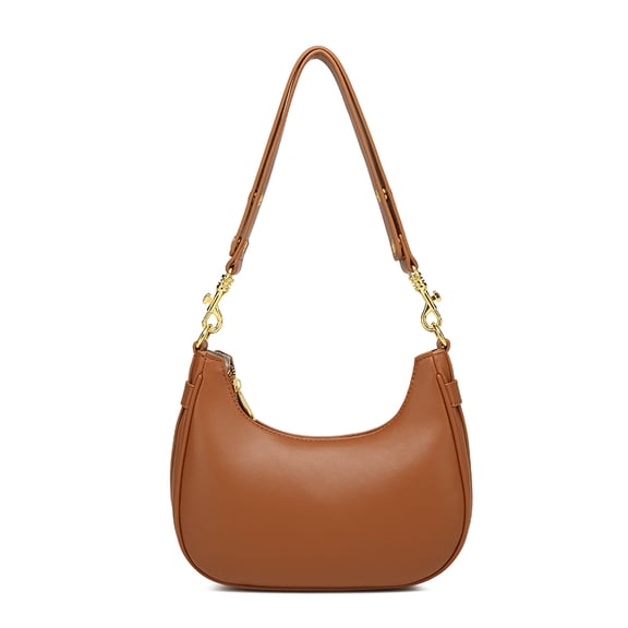 Alikpop Colorblock Soft PU Hobo Shoulder Bag, Adjustable Detachable Strap Purse for Women, Brown