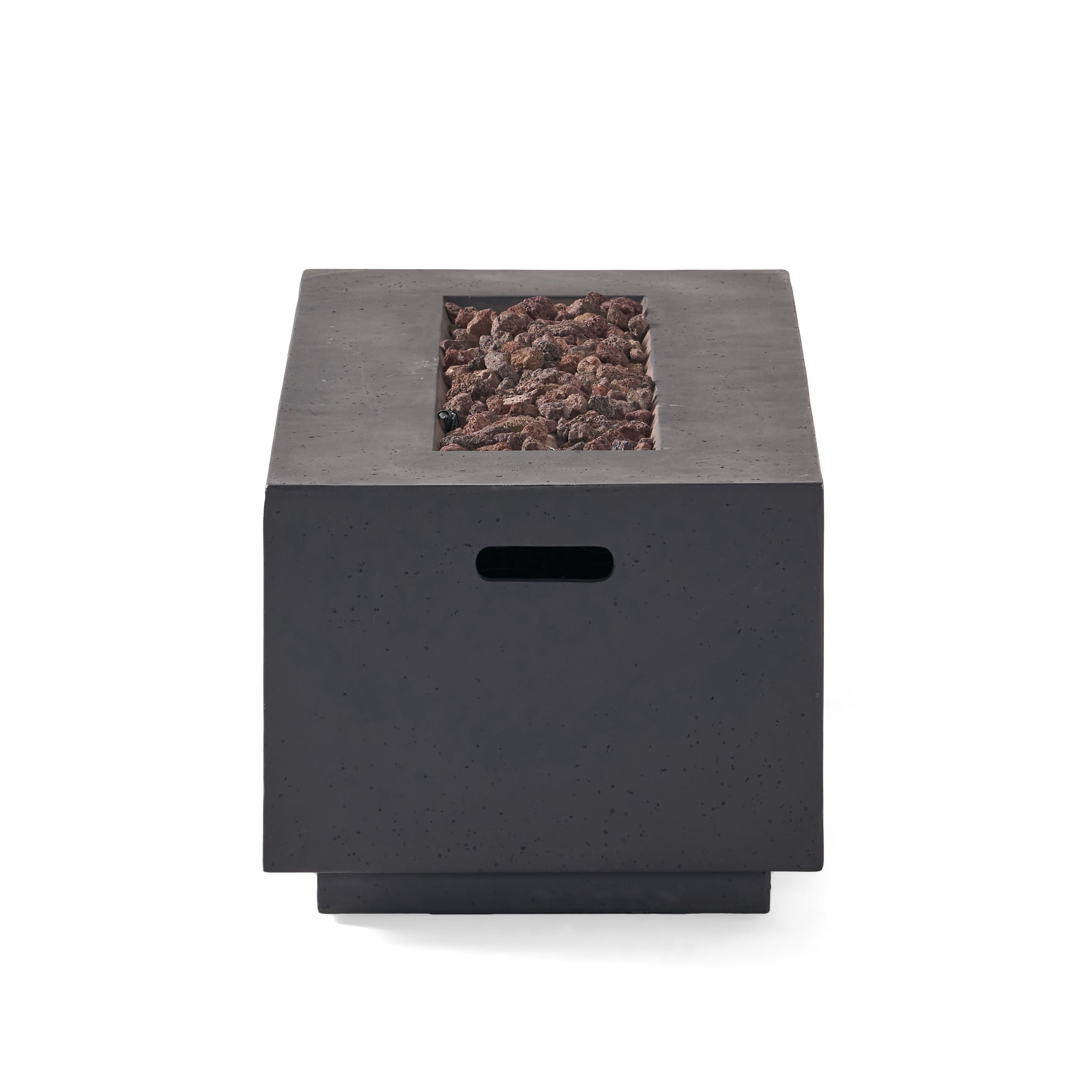 Mayfair Lightweight Concrete Outdoor 40,000 BTU Rectangular Fire Pit (No Tank Holder), Dark Gray