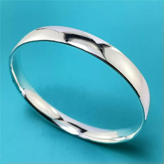 GKNET 925 Sterling Silver Smooth Round Bangle Bracelet Women Fashion Bangle Jewelry